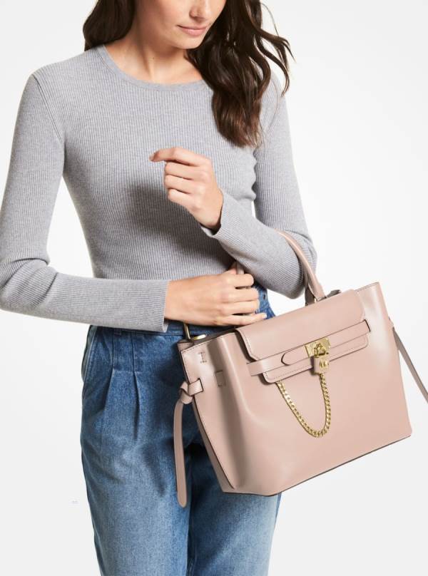 Damske Satchel Taske Michael Kors Hamilton Legacy Large Leather Belted Ruzove - Kabelky Michael Kors Obchod | SYXPJ-0538